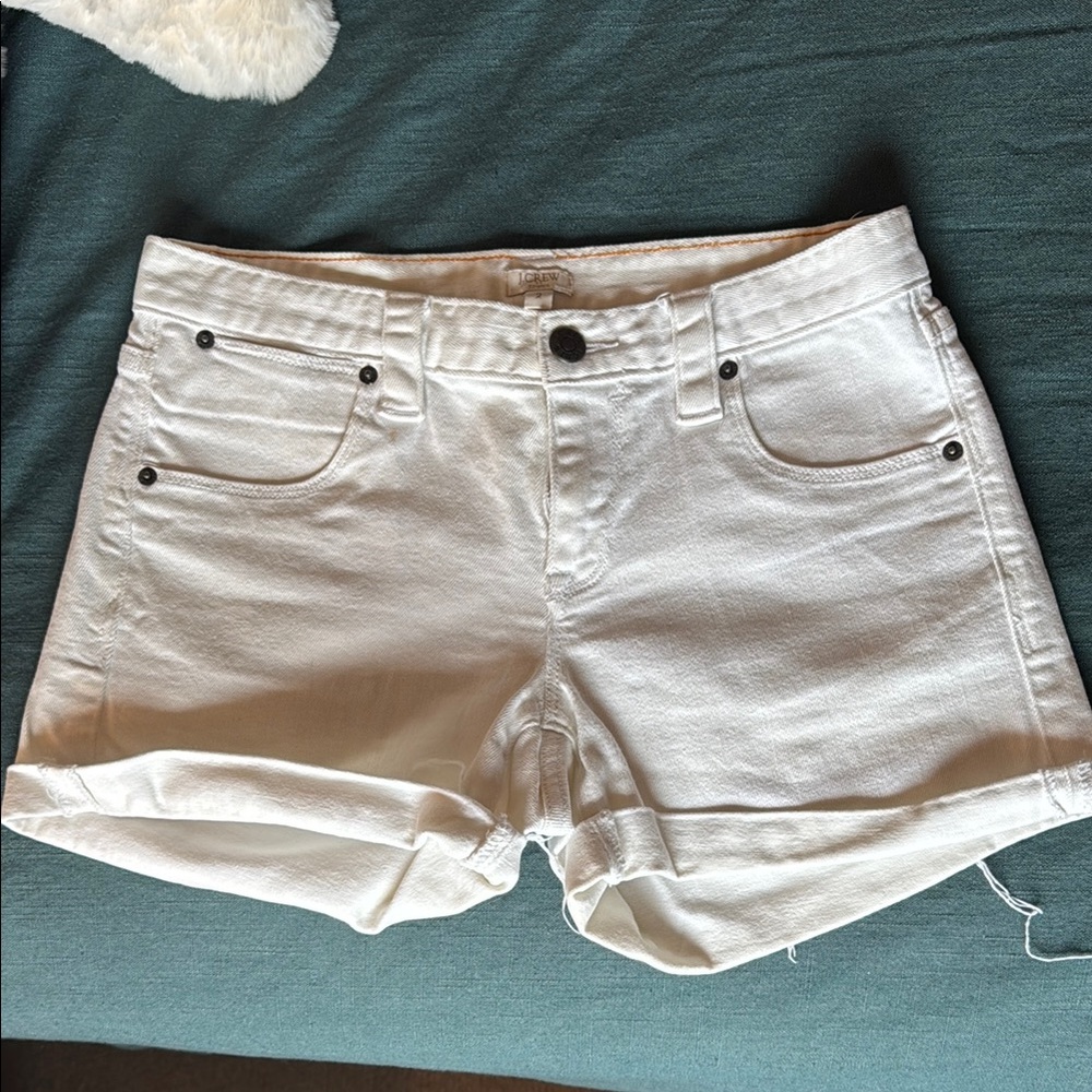 J. Crew White Jean Shorts Frayed Hem